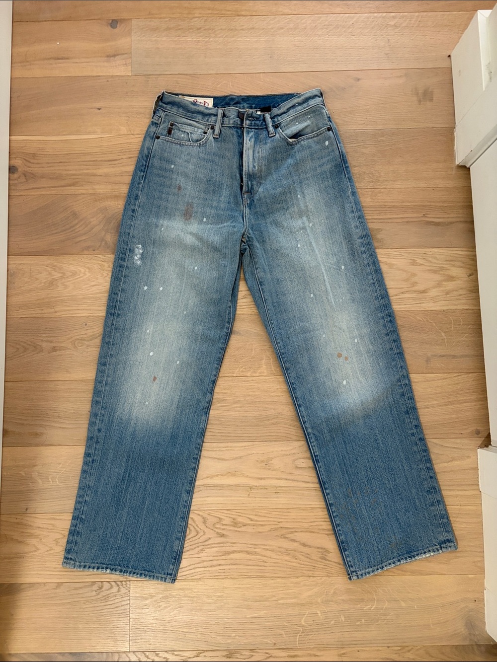 Abercrombie & Fitch Relaxed Fit Light Blue Paint-Detail Jeans